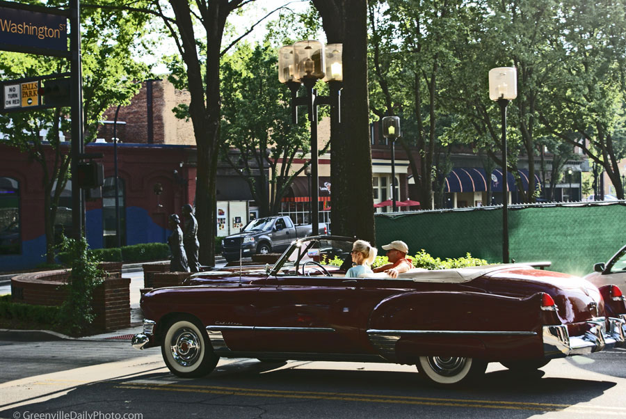 May 23 2010 Classic Cadillac convertible cruising down Main Street by 